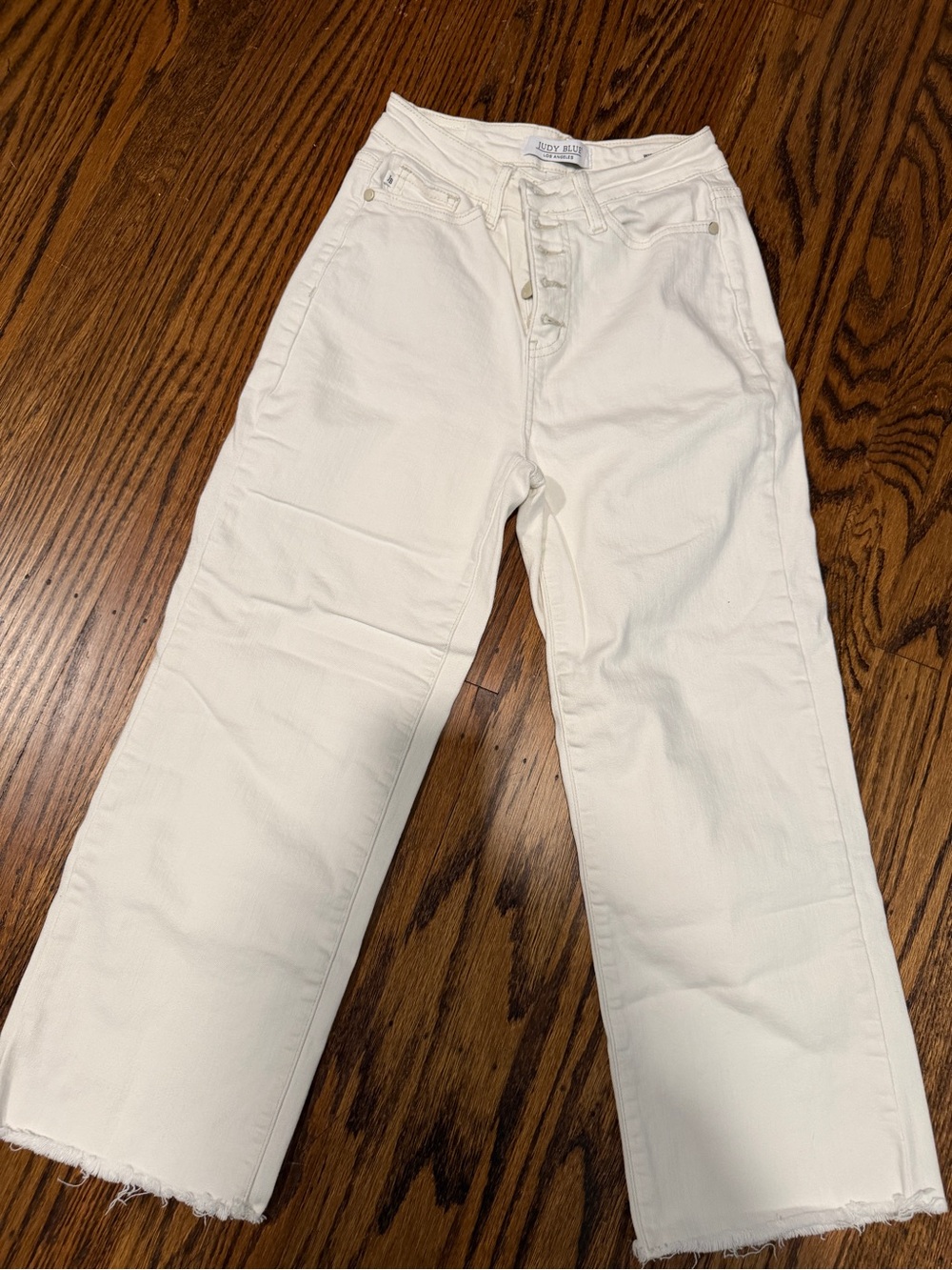 Judy Blue Cream Wide Leg Button-Fly Jeans